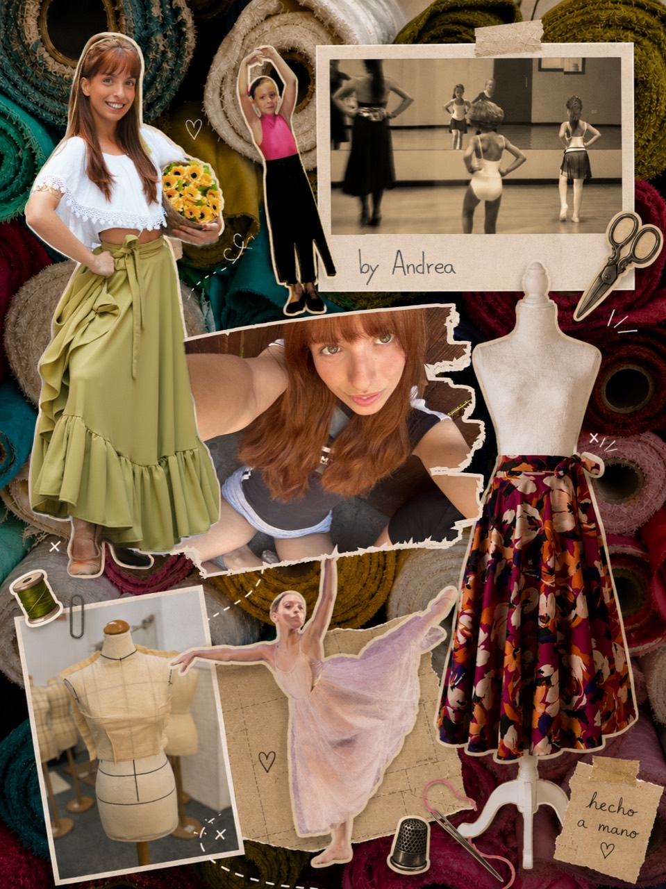 Andrea entre telas, danza y confección